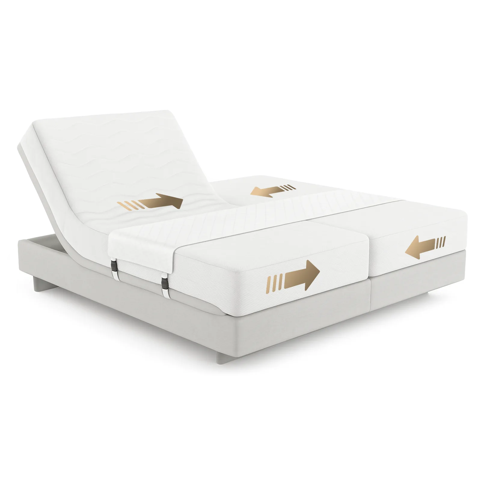 Doorsnede van het Bedbinder Deluxe riemsysteem op een verstelbare bedbodem