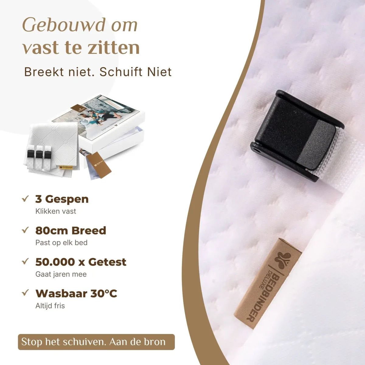 Bedbinder Deluxe gesp in gesloten stand