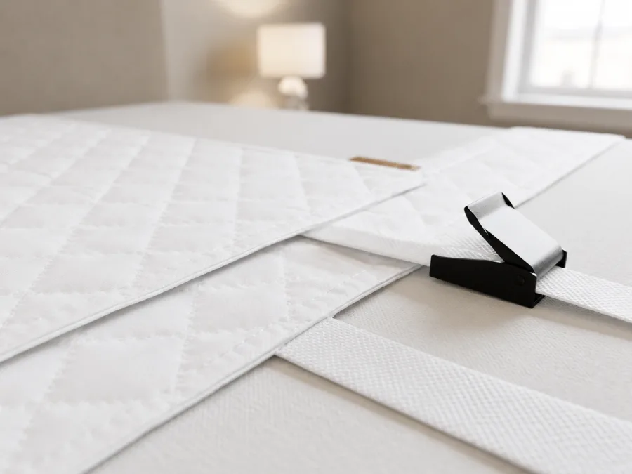 Close-up van de stevige plastic gesp van de Bedbinder Deluxe