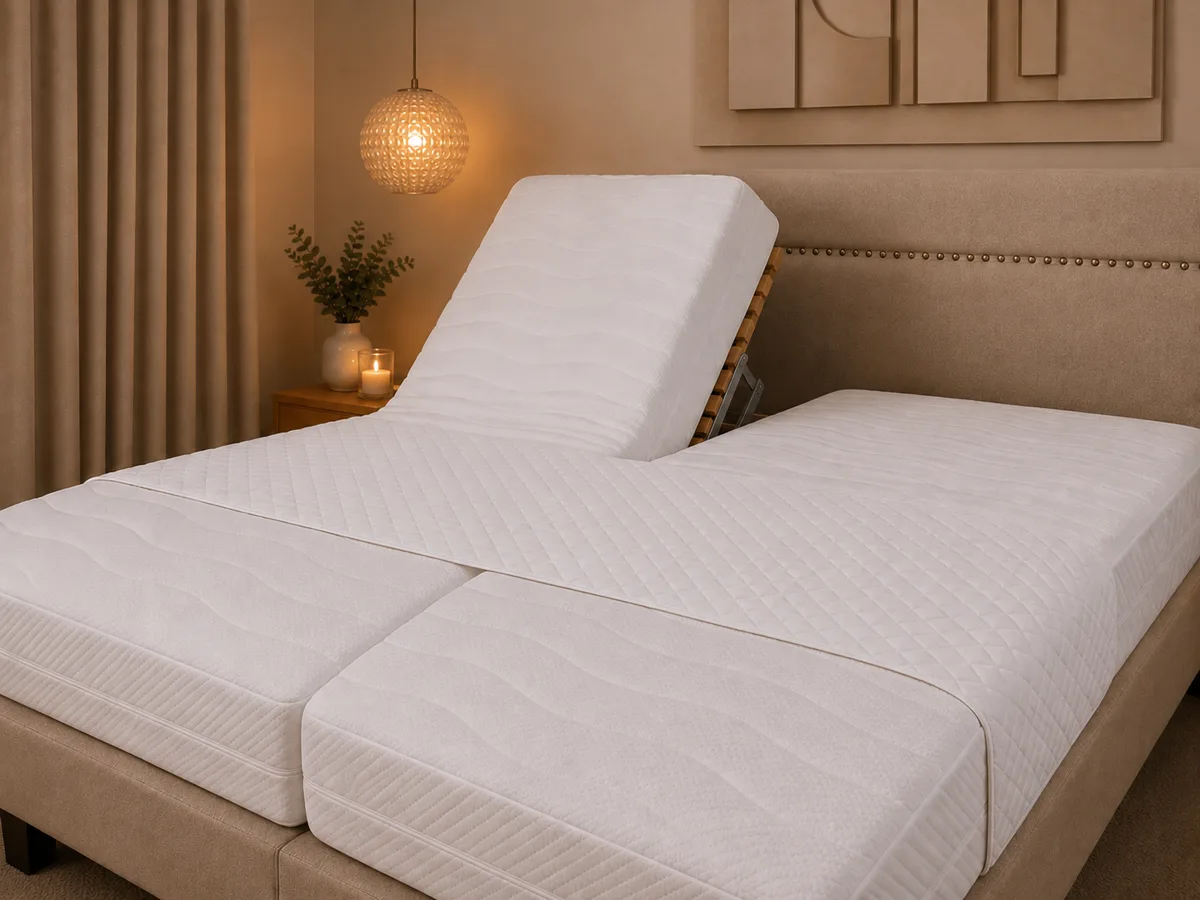 Bed met verstelbaar hoofdeinde omhoog, de Bedbinder Deluxe blijft op zijn plek